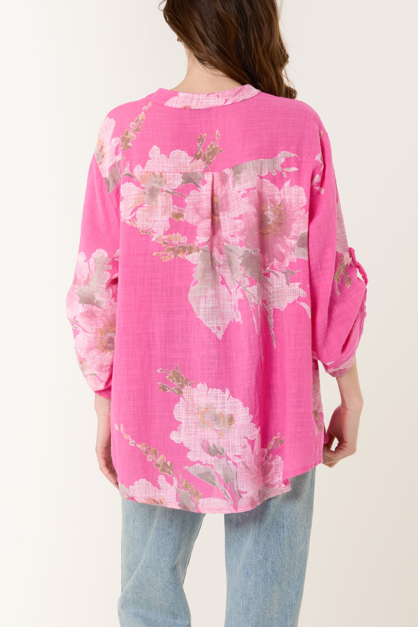 Floral Sequin Pocket Cotton Blouse
