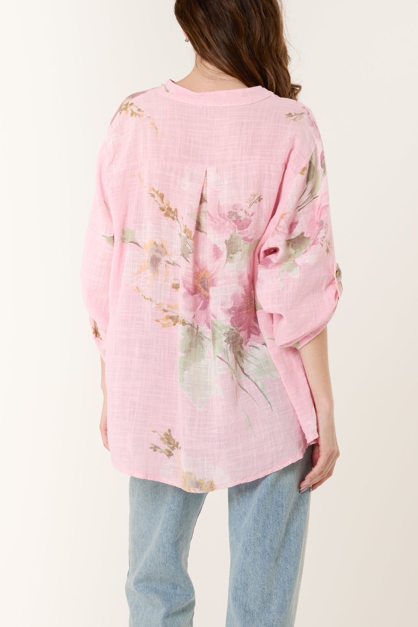 Floral Sequin Pocket Cotton Blouse