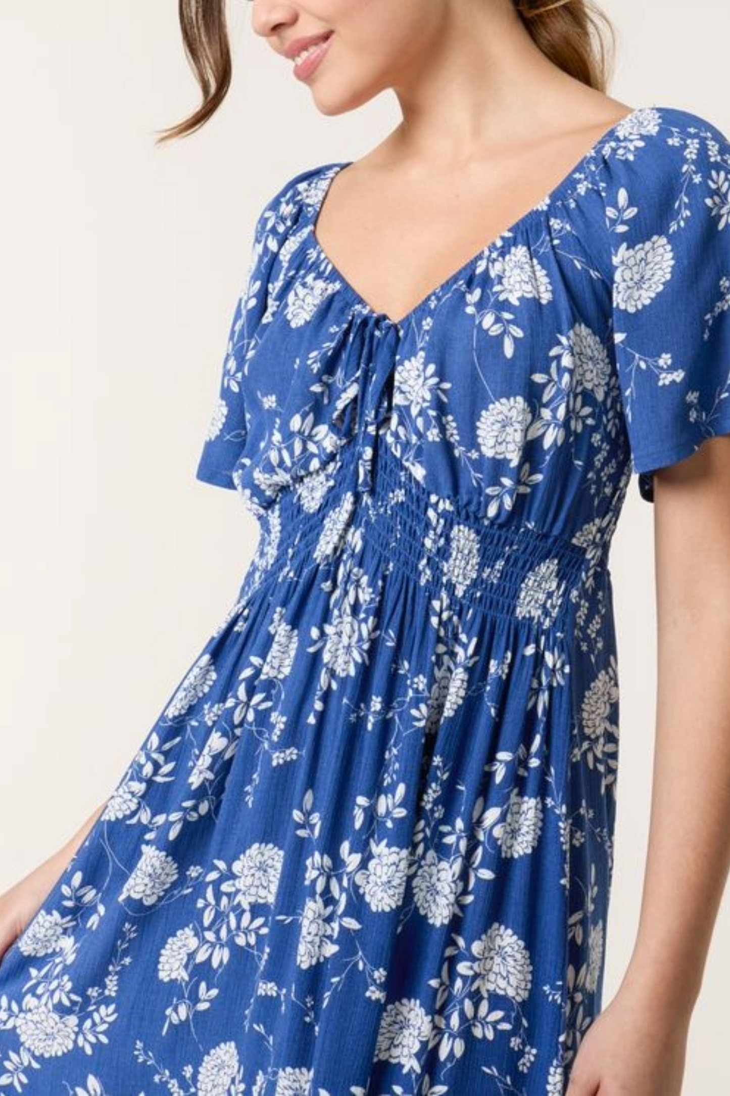 Floral Rick Rack V-Neck Dress