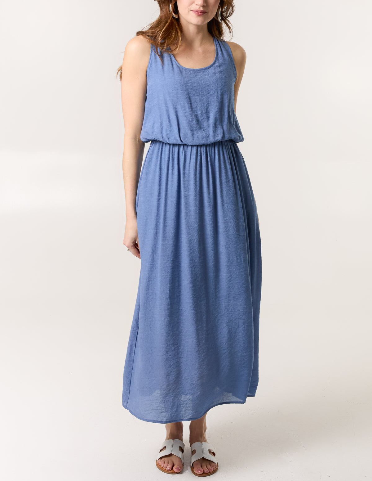 Scoop Neck Puff Ball Midi Dress
