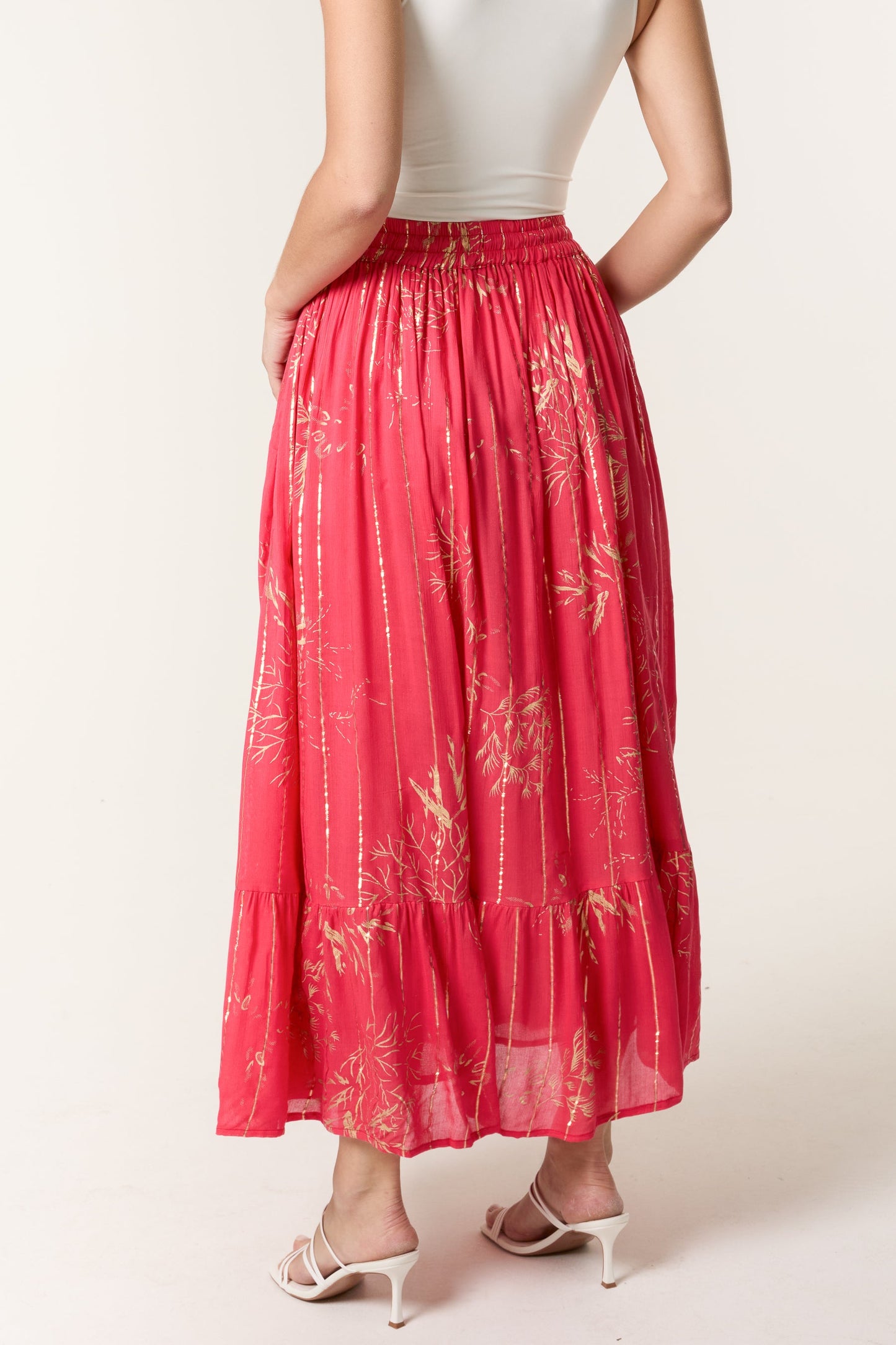 Gold Foil Tree Maxi Skirt