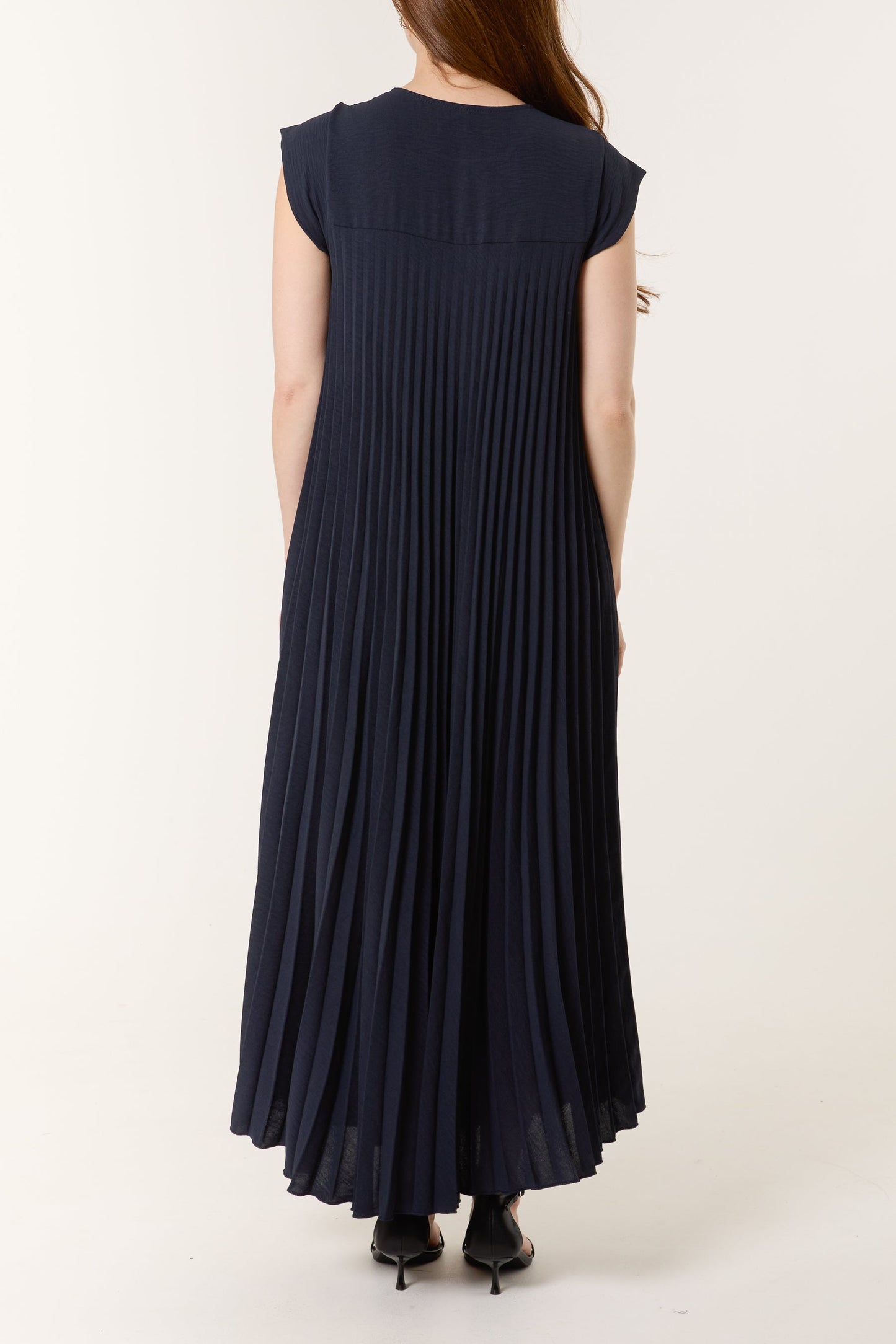 Cap Sleeve Pleated Maxi Dress