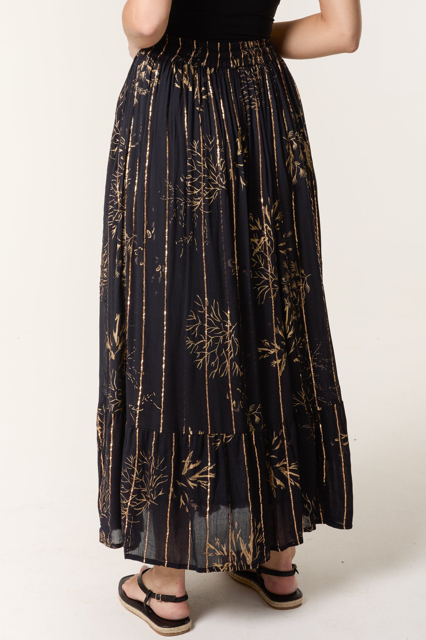Gold Foil Tree Maxi Skirt
