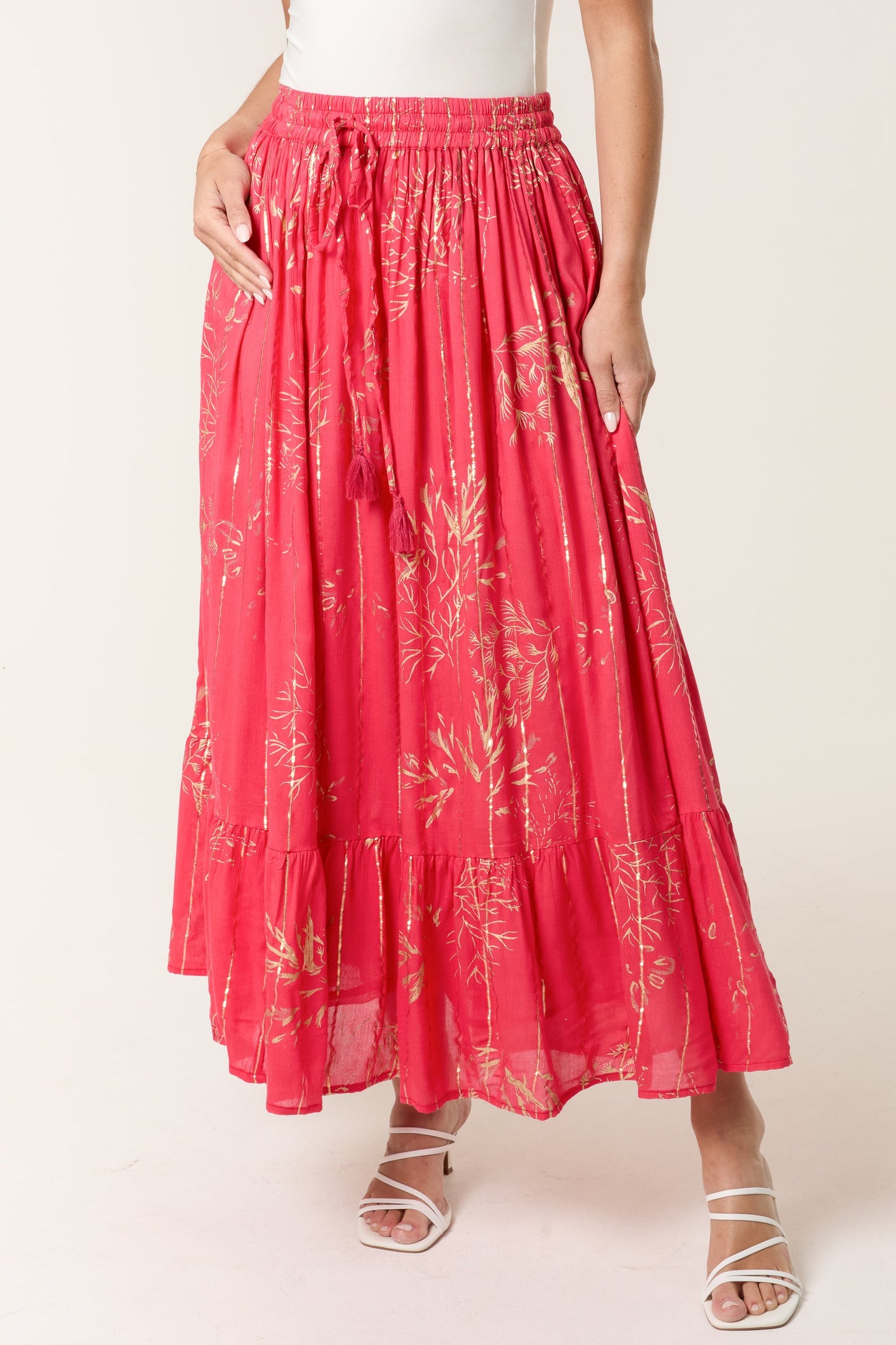 Gold Foil Tree Maxi Skirt