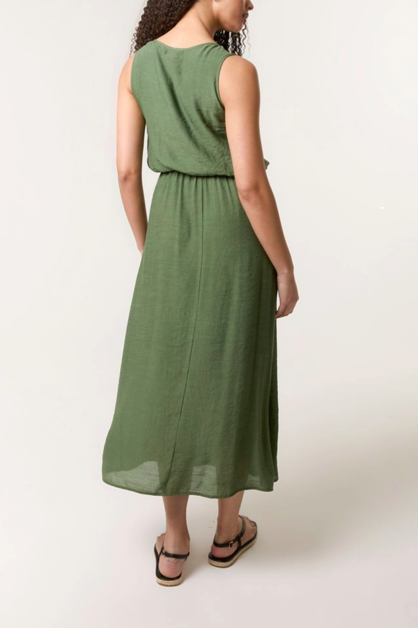 Scoop Neck Puff Ball Midi Dress