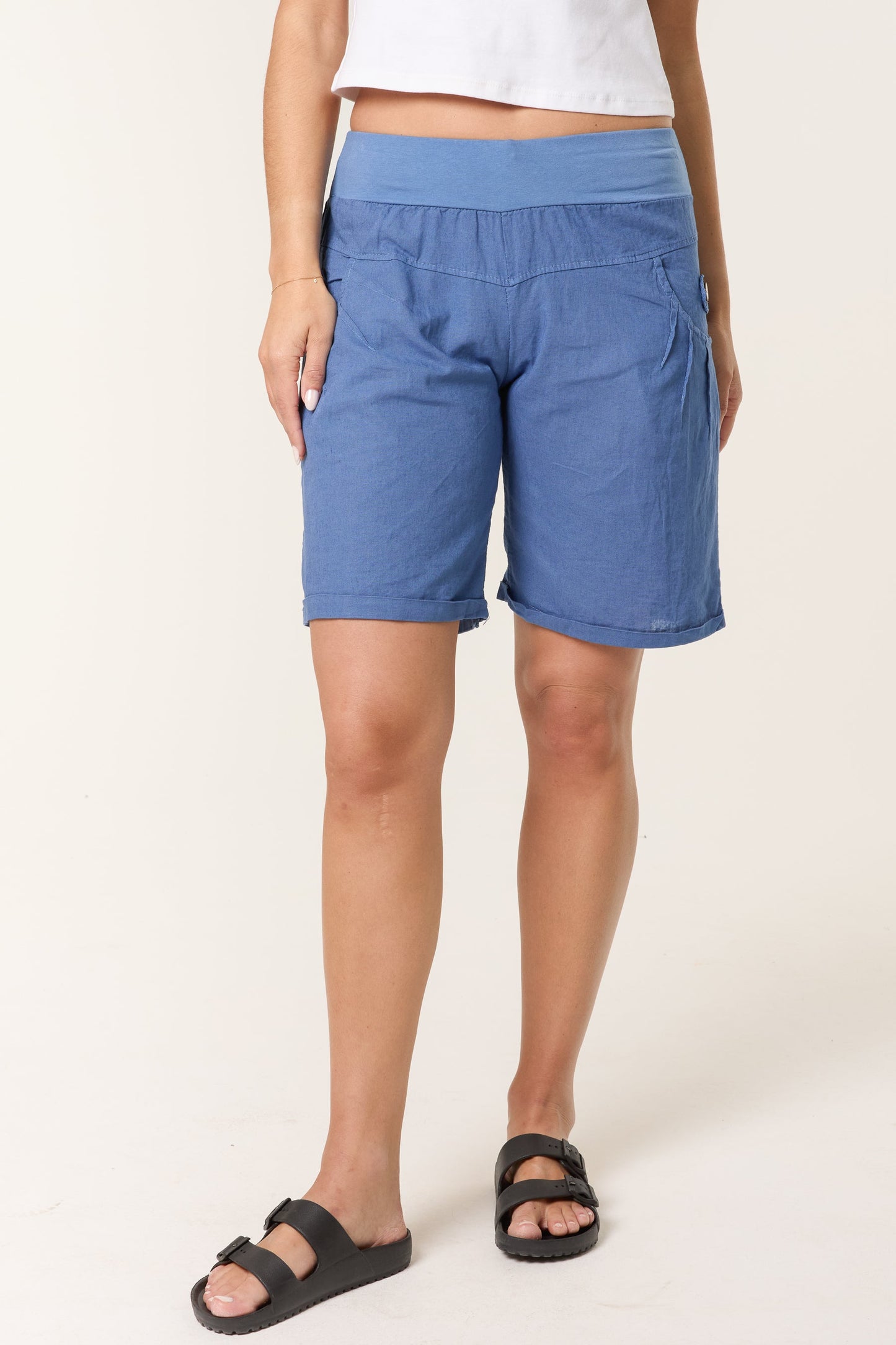 Linen Blend Bermuda Shorts