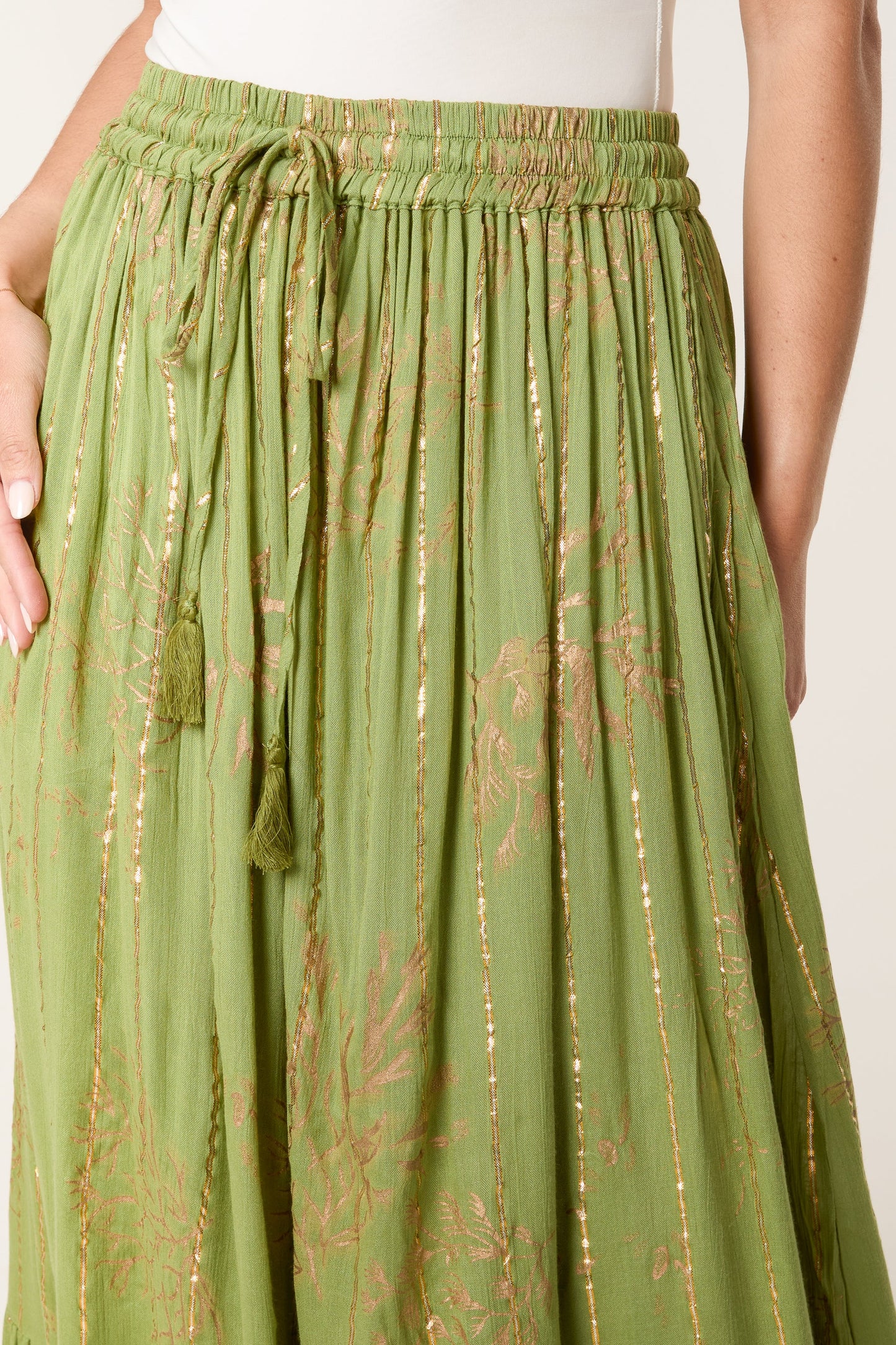 Gold Foil Tree Maxi Skirt