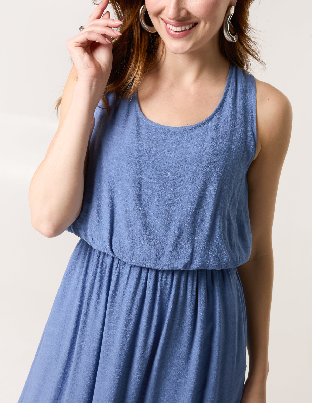 Scoop Neck Puff Ball Midi Dress