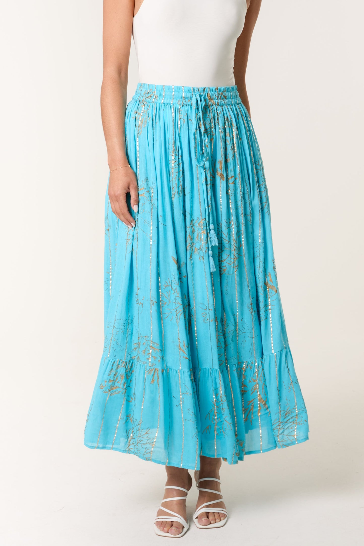 Gold Foil Tree Maxi Skirt