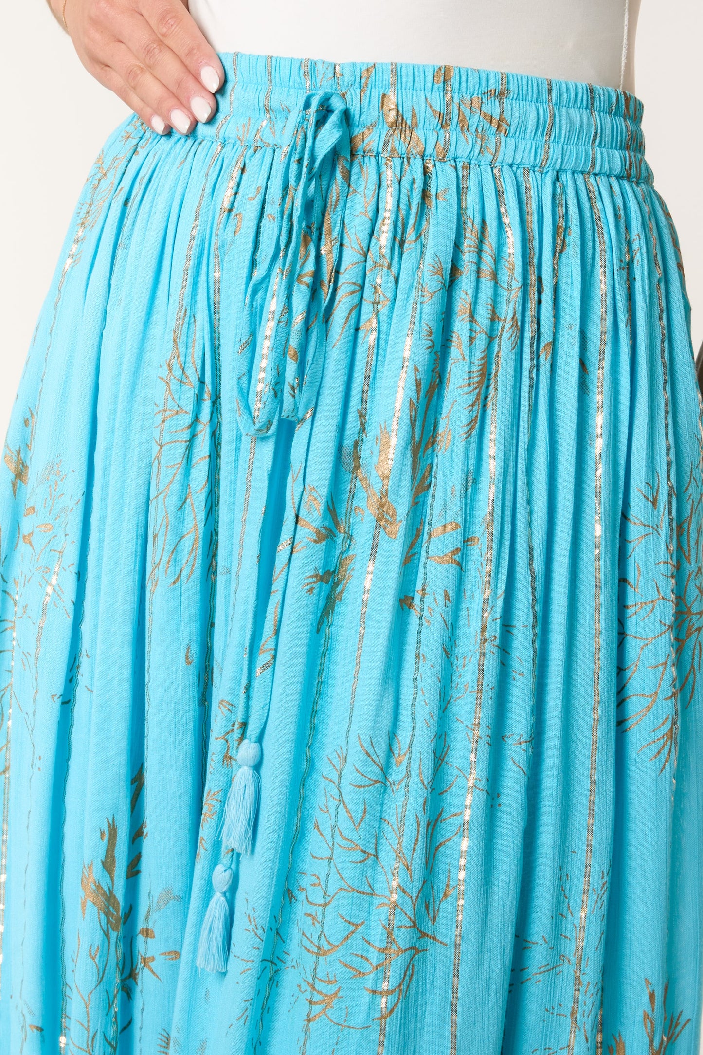 Gold Foil Tree Maxi Skirt