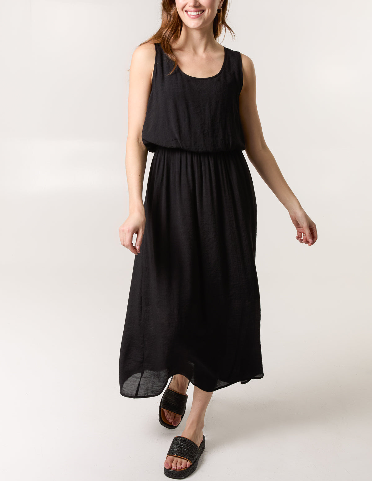 Scoop Neck Puff Ball Midi Dress