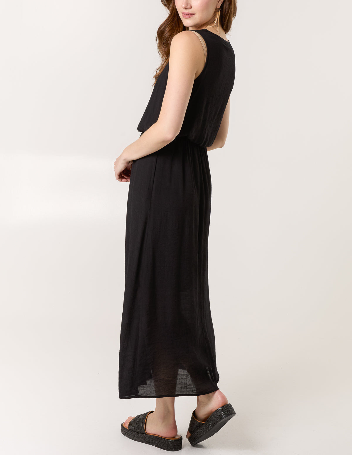 Scoop Neck Puff Ball Midi Dress