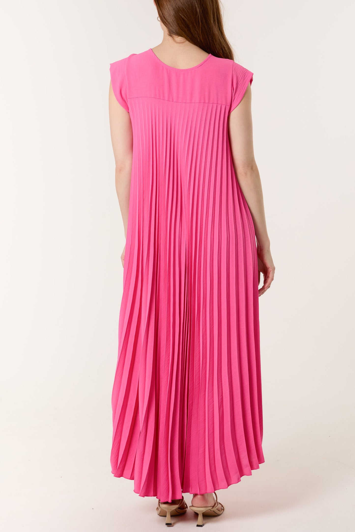 Cap Sleeve Pleated Maxi Dress