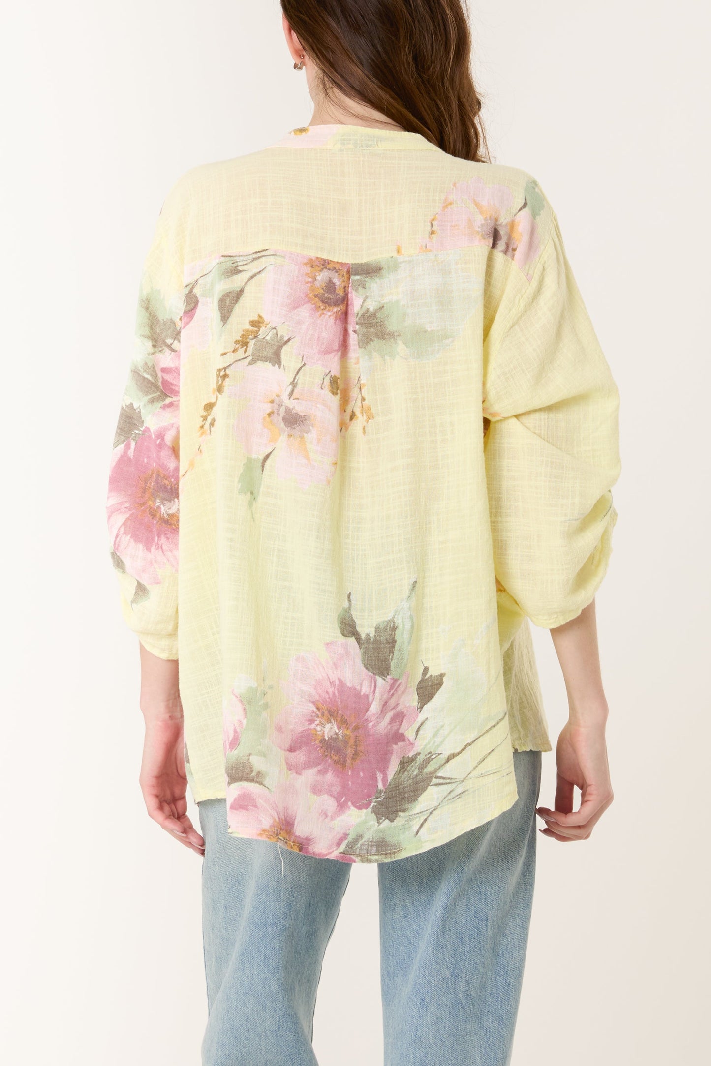 Floral Sequin Pocket Cotton Blouse