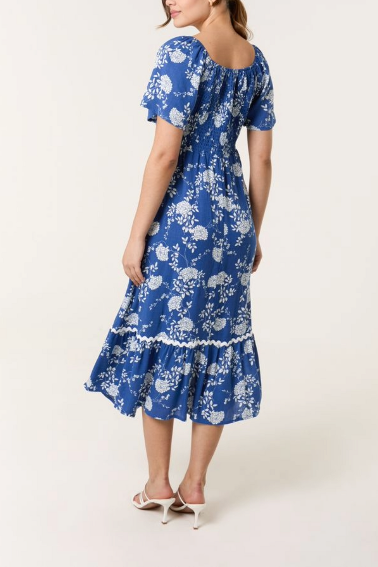Floral Rick Rack V-Neck Dress