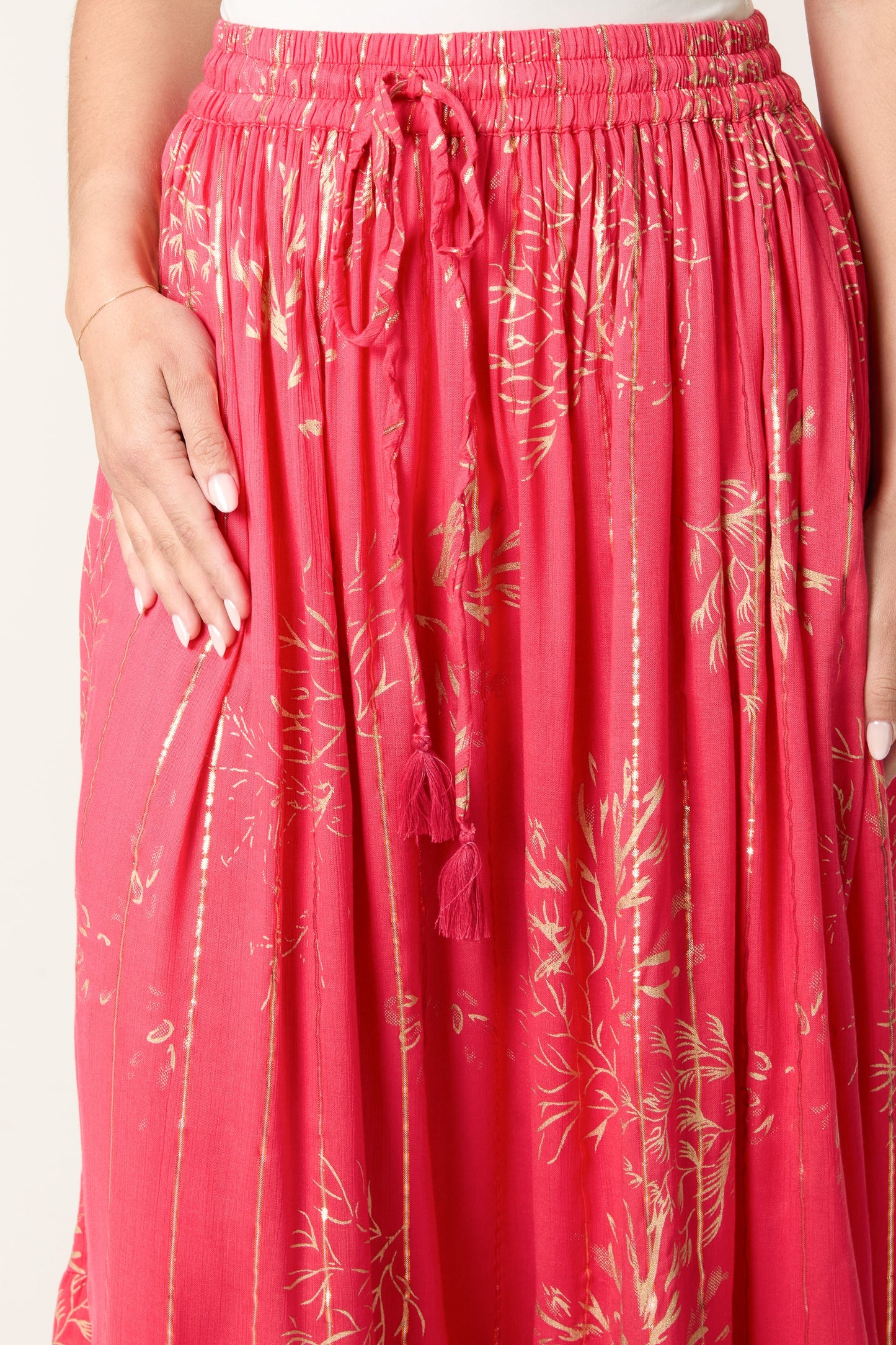 Gold Foil Tree Maxi Skirt