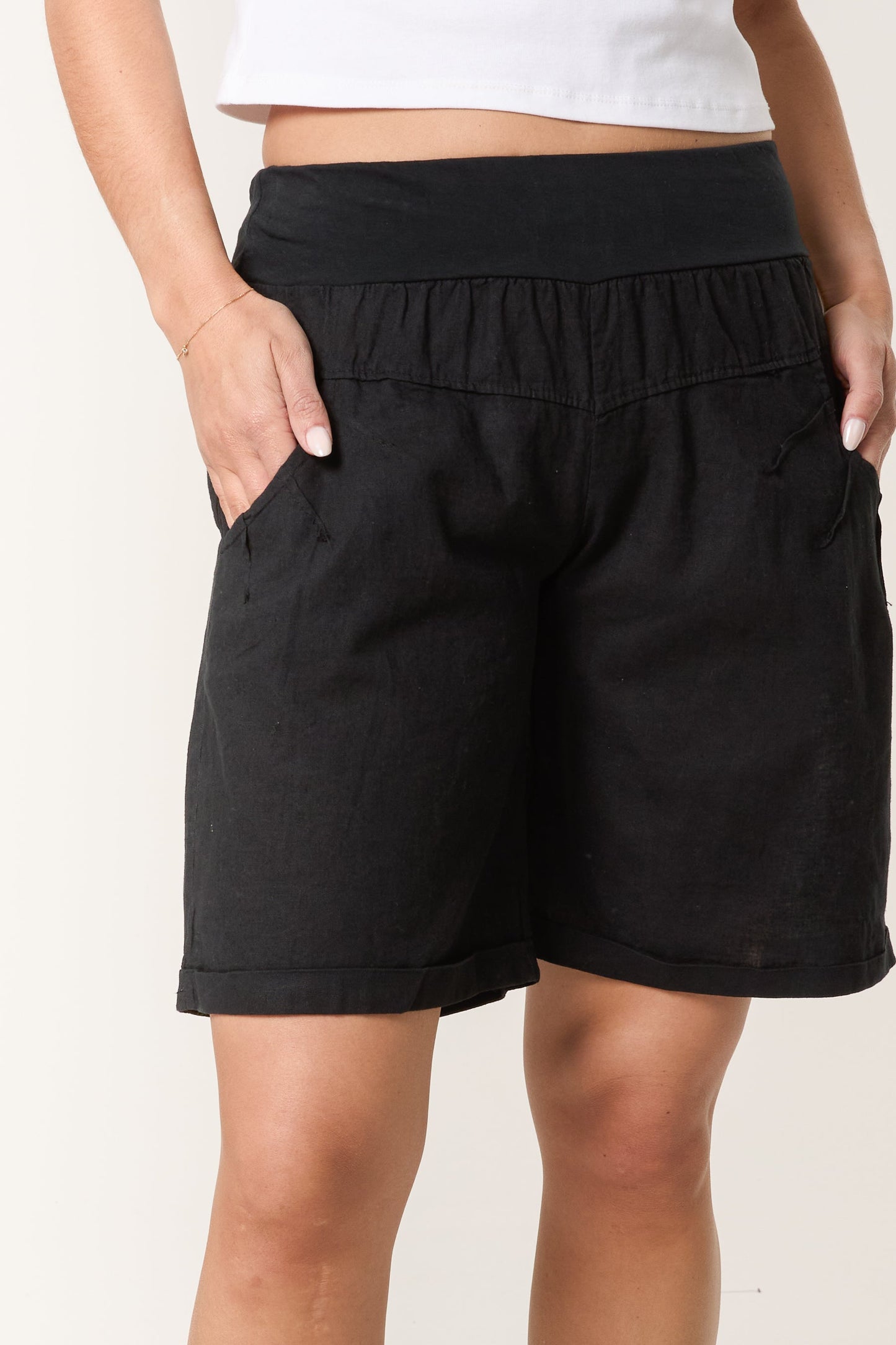 Linen Blend Bermuda Shorts