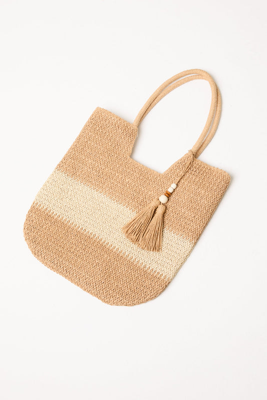 Straw Tote Bag with Tassel