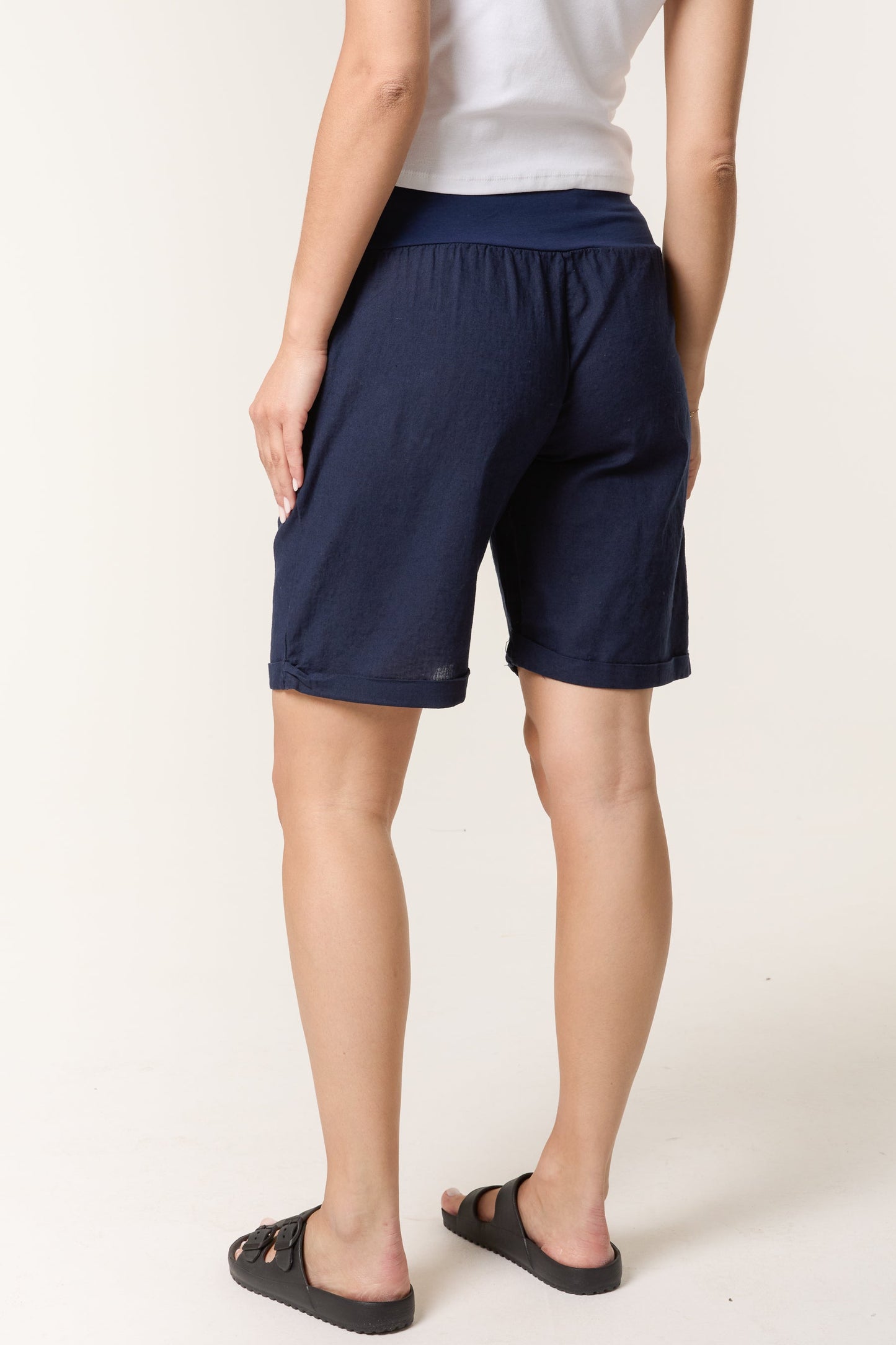 Linen Blend Bermuda Shorts