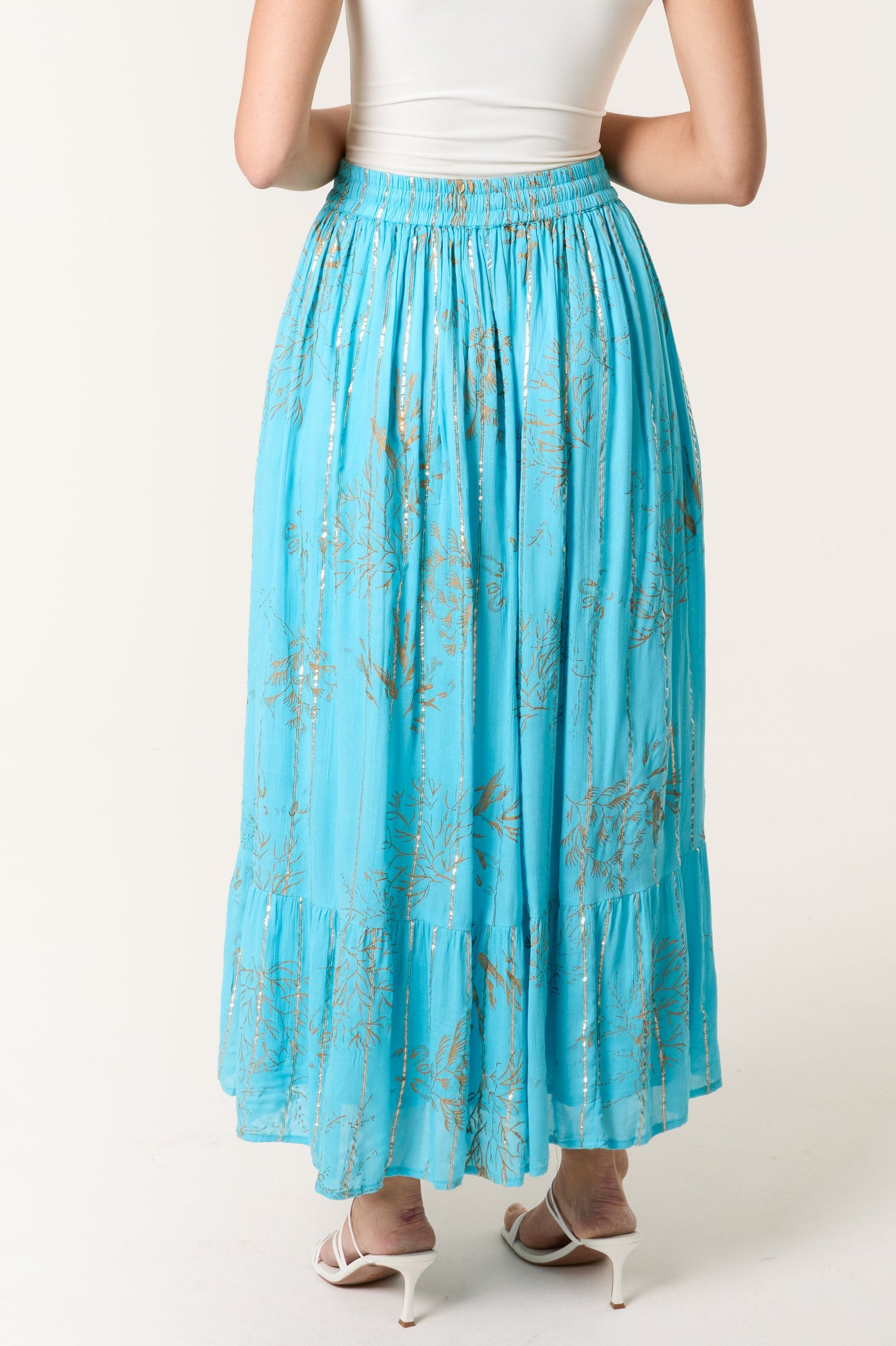 Gold Foil Tree Maxi Skirt