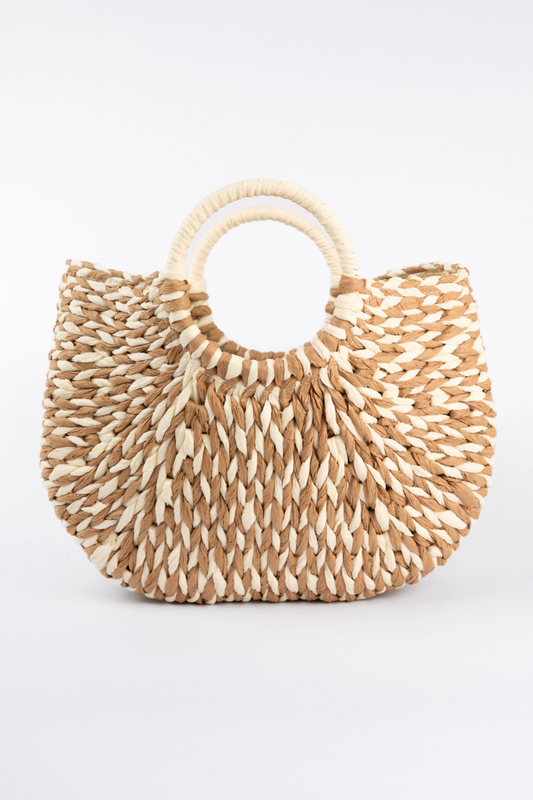 Circle Handle Woven Handbag