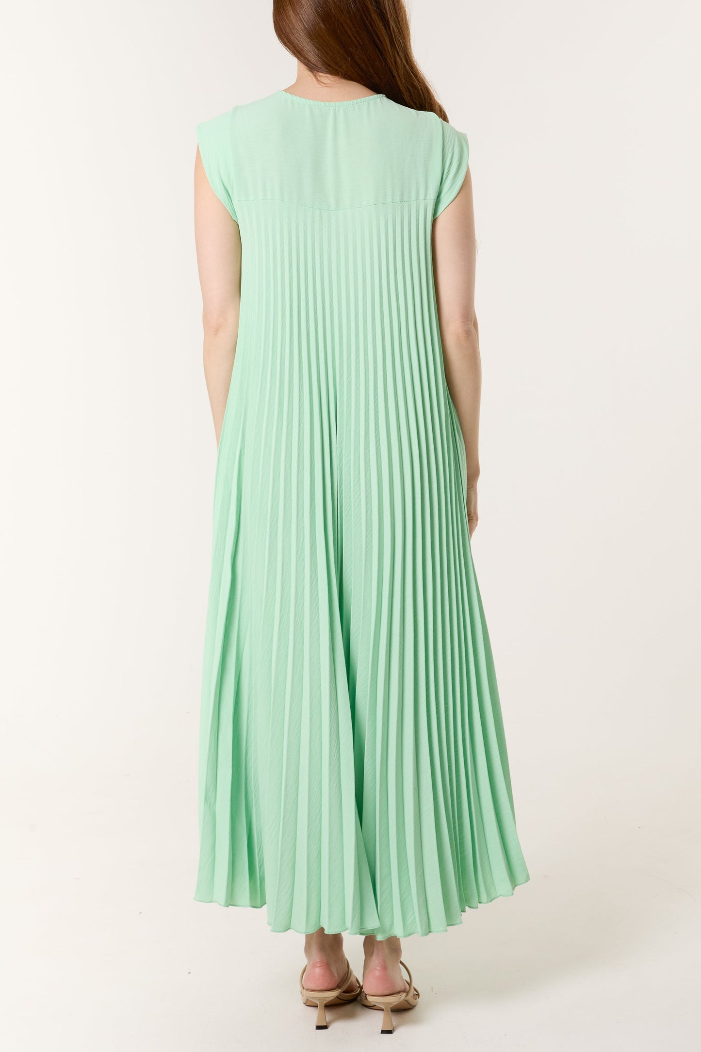 Cap Sleeve Pleated Maxi Dress