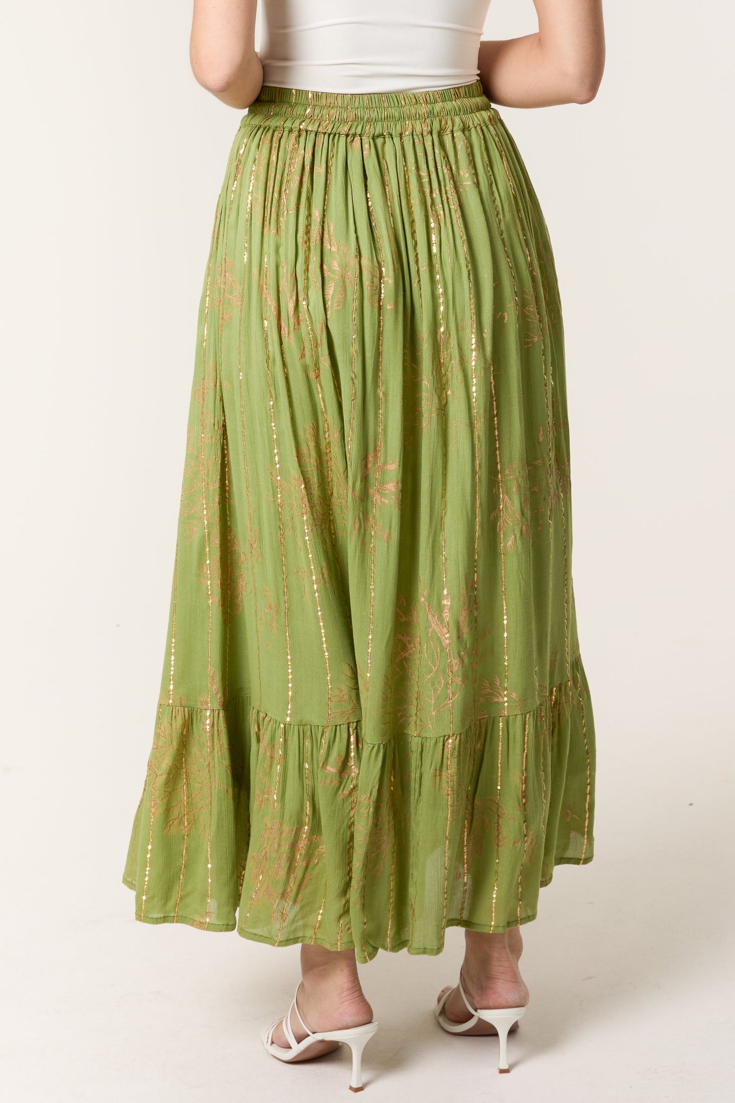 Gold Foil Tree Maxi Skirt